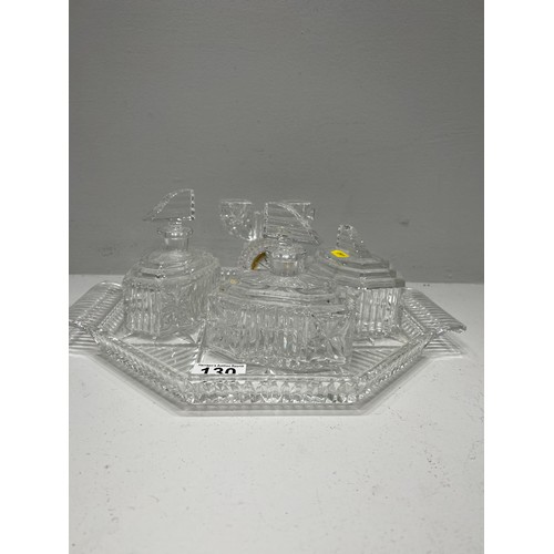 130 - Vintage cut glass dressing table set