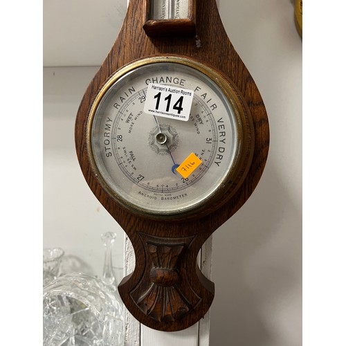 114 - Oak cased barometer