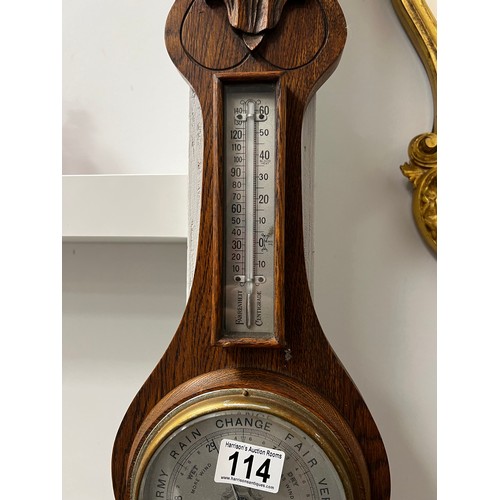 114 - Oak cased barometer