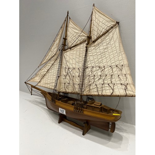 107 - Wooden model sailing ship