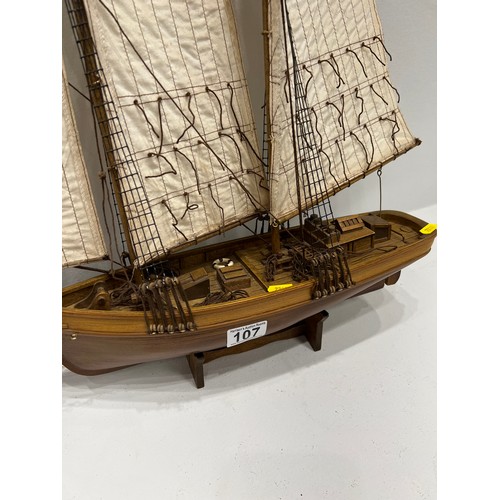 107 - Wooden model sailing ship