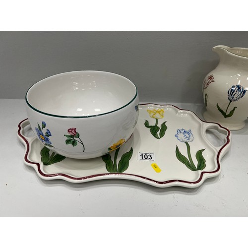 103 - Tiffany tray /jug/bowl tulip design