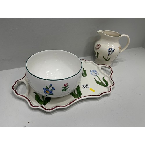 103 - Tiffany tray /jug/bowl tulip design