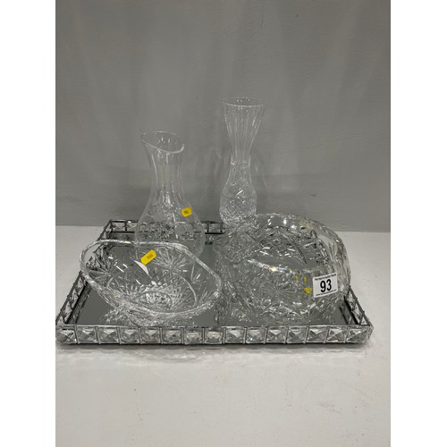 93 - Cut glass tray & cut glass bowls etc