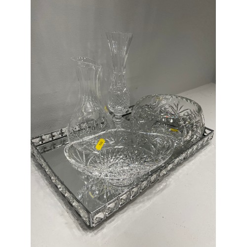 93 - Cut glass tray & cut glass bowls etc