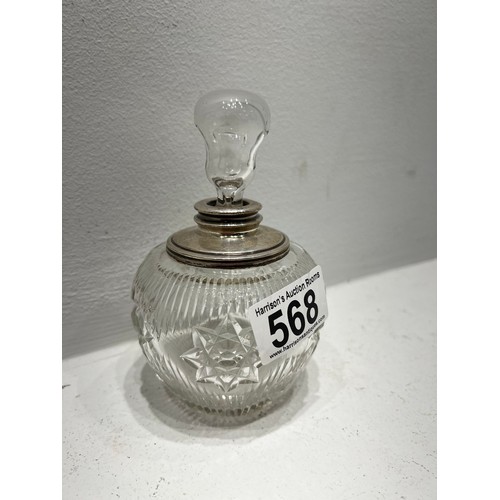 568 - Edwardian silver rimmed Perfume Bottle  London