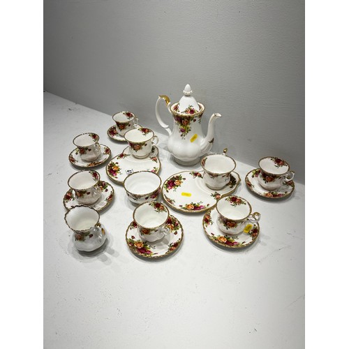 416 - Royal Albert Country Rose Coffee Set 6 place setting + 2 sandwich plate & cups