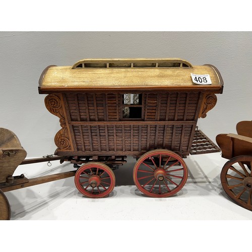 408 - Vintage Wooden gypsy Caravan + 2 carts