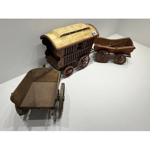 408 - Vintage Wooden gypsy Caravan + 2 carts