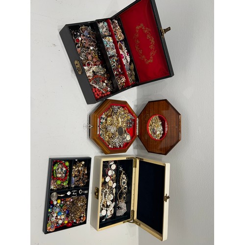 402 - 3 Jewellery Boxes with costume jewellery