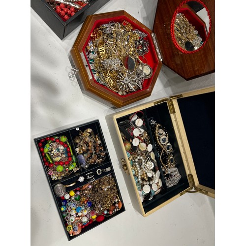 402 - 3 Jewellery Boxes with costume jewellery