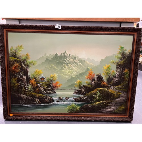 391 - Large oil on canvas oriental scene