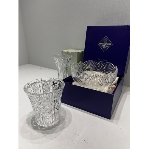 380 - Edinburgh Crystal Bowl in presentation Box / Irish Galway Boxed Vase + Cut glass vase