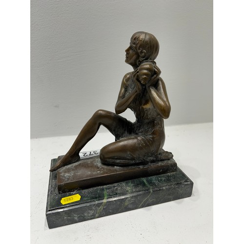 372 - Bronze Lady on marble Base