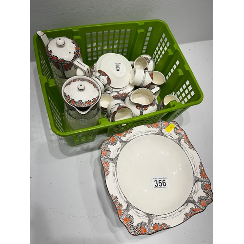 356 - Crown Ducal coffee set and cake stand