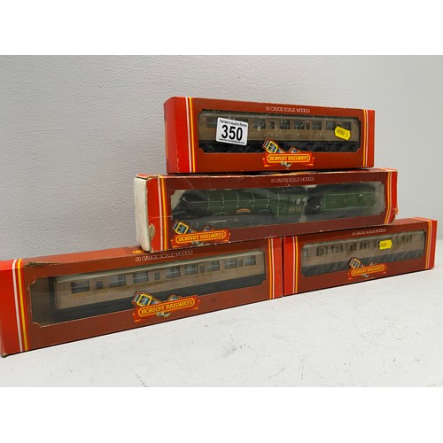 350 - Boxed Hornby Flying Scotsman & 3 boxed carriages