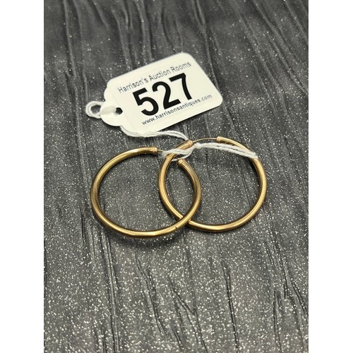 527 - Pair 9ct Gold Large Hoop Earrings 4.3g