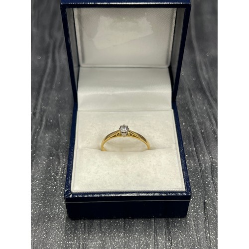 514 - 18ct Gold Diamond Solitaire Ring Size M/N 1.7g gross