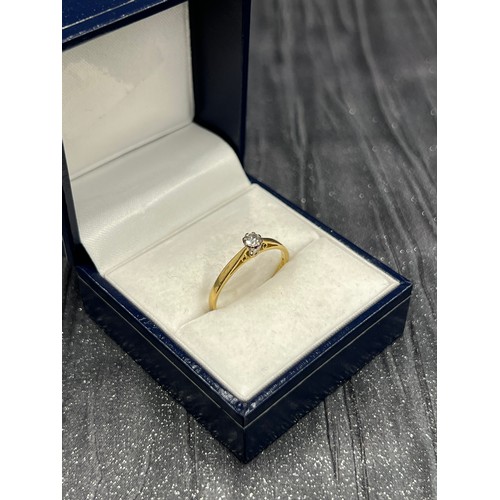 514 - 18ct Gold Diamond Solitaire Ring Size M/N 1.7g gross