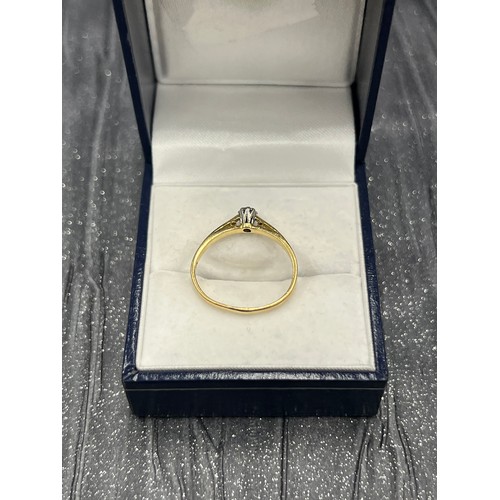 514 - 18ct Gold Diamond Solitaire Ring Size M/N 1.7g gross