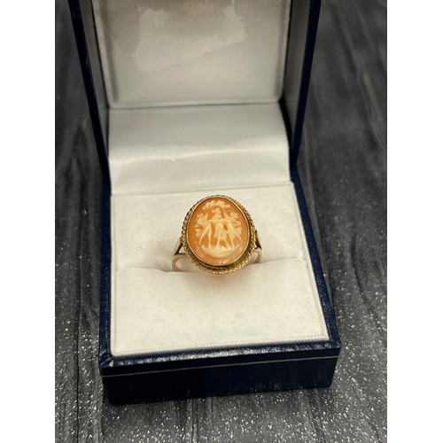 504 - Cameo Ring set in 9ct Gold 3.1g gross size O