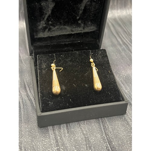 498 - Pair 9ct Gold Pendant Earrings 1g