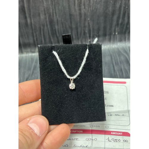 483 - 18ct White Gold Diamond single stone Pendant 0.50gs estimated colour G, clarity VS