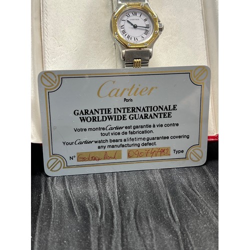 475A - Genuine Cartier Santos Ronde Ladies Watch Automatic, service history and guarantee in casket display... 