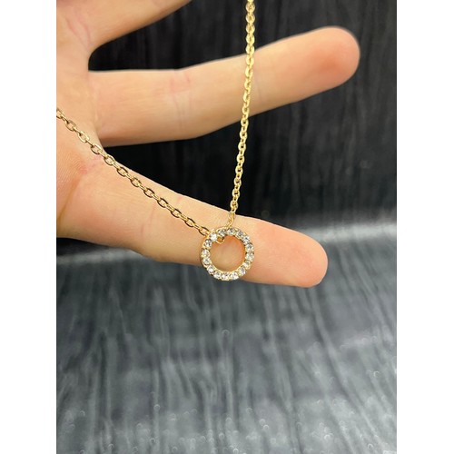 533 - 9ct Gold CZ Circle Pendant on 9ct Gold Chain 5g gross 18” long