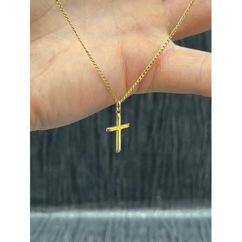 534 - 9ct Gold Cross & Chain 1.1g  16” long