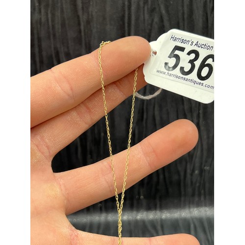 536 - 14ct Gold Chain 16” long 0.7g