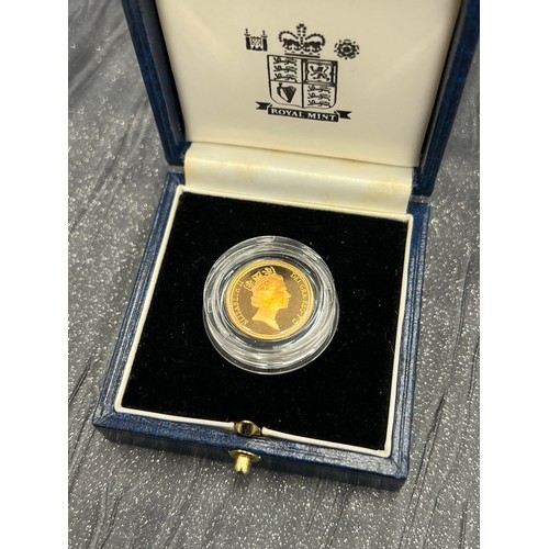 560 - Royal Mint 1996 Gold  Proof Half Sovereign with certificate No 4836