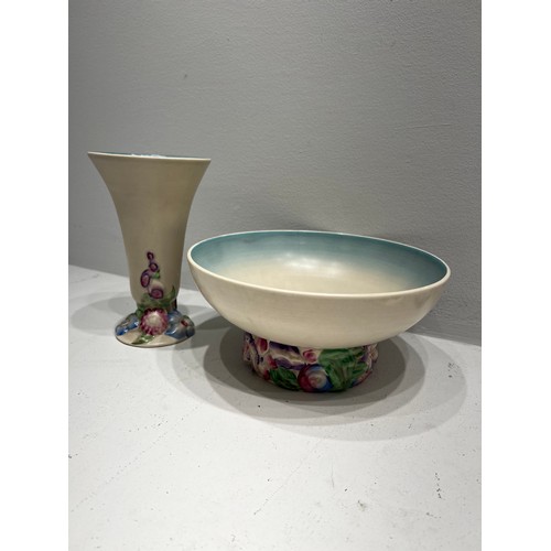 595 - Art Deco Clarice Cliff ‘My Garden’ trumpet vase and bowl