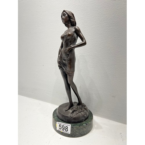 598 - Bronze Deco Lady Figure on Marble Base