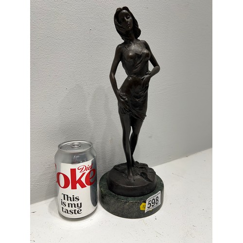 598 - Bronze Deco Lady Figure on Marble Base