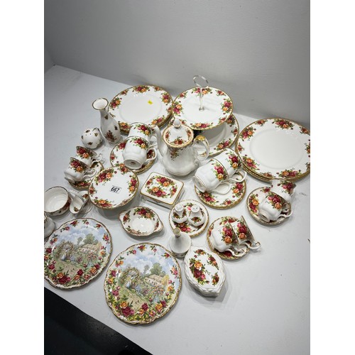 667 - Large Quantity Royal Albert country Rose China Dinner/teaware approx 40 Pieces