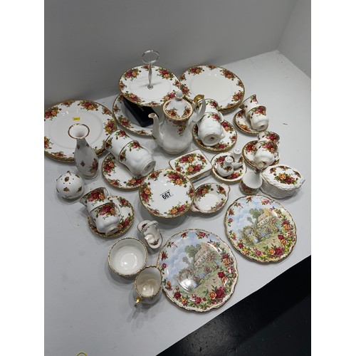 667 - Large Quantity Royal Albert country Rose China Dinner/teaware approx 40 Pieces