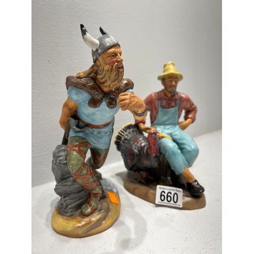 660 - 2 Royal Doulton Figures Farmer / Viking