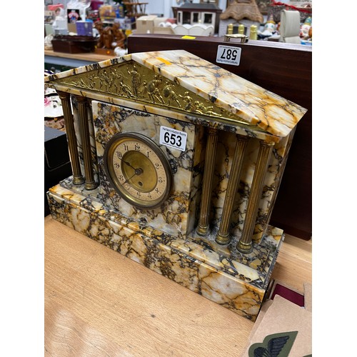 653 - Large Marble Mantle Clock