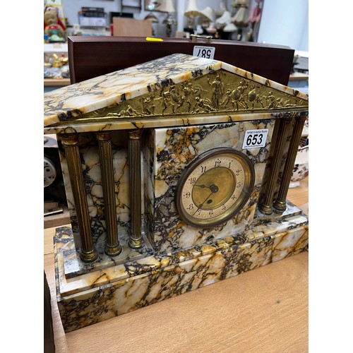 653 - Large Marble Mantle Clock