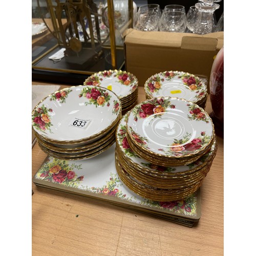 633 - Quantity Royal Albert Country Rose China saucers ,plates and dishes