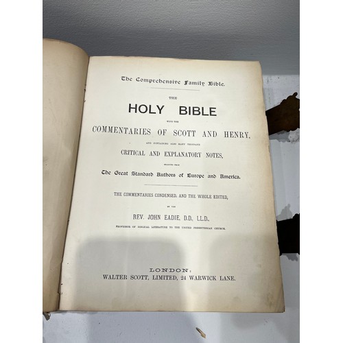 631 - Antique Holy Bible having copy  marriage cert dated 1896