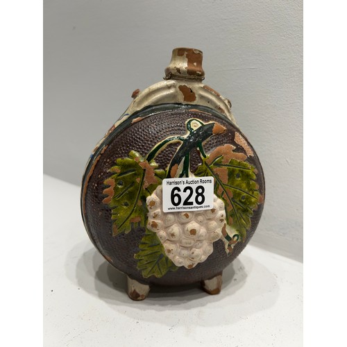 628 - Late 19th c Spanish Majolica Pilgrims Flask