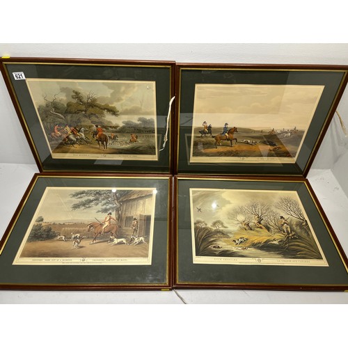 621 - 4 oak framed Hunting Scene Pictures