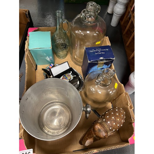 606 - Box Misc Lanson ice bucket,Demi johns etc