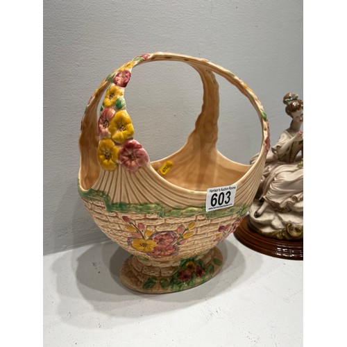 603 - Vintage ‘Garden Wall’ Basket + Figurine