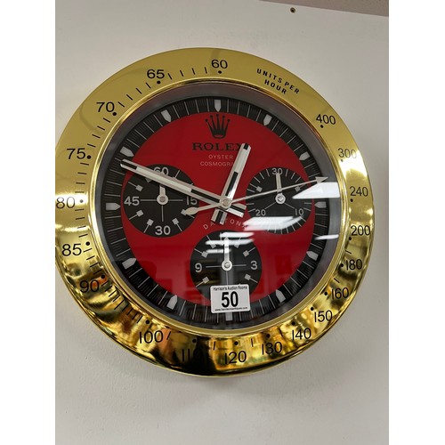 50 - Rolex officially-licensed dealer wall clock working