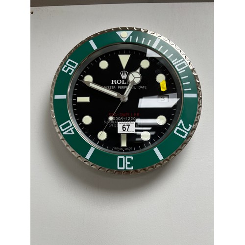 67 - Rolex officially-licensed dealer wall clock working