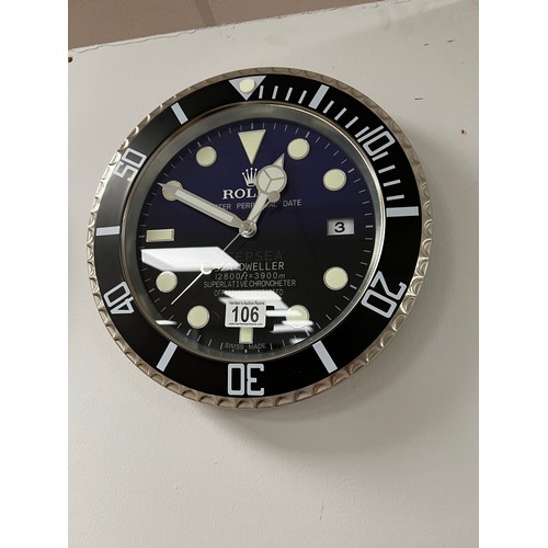 106 - Rolex officially-licensed dealer wall clock working