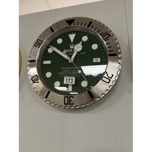 173 - Rolex officially-licensed dealer wall clock working